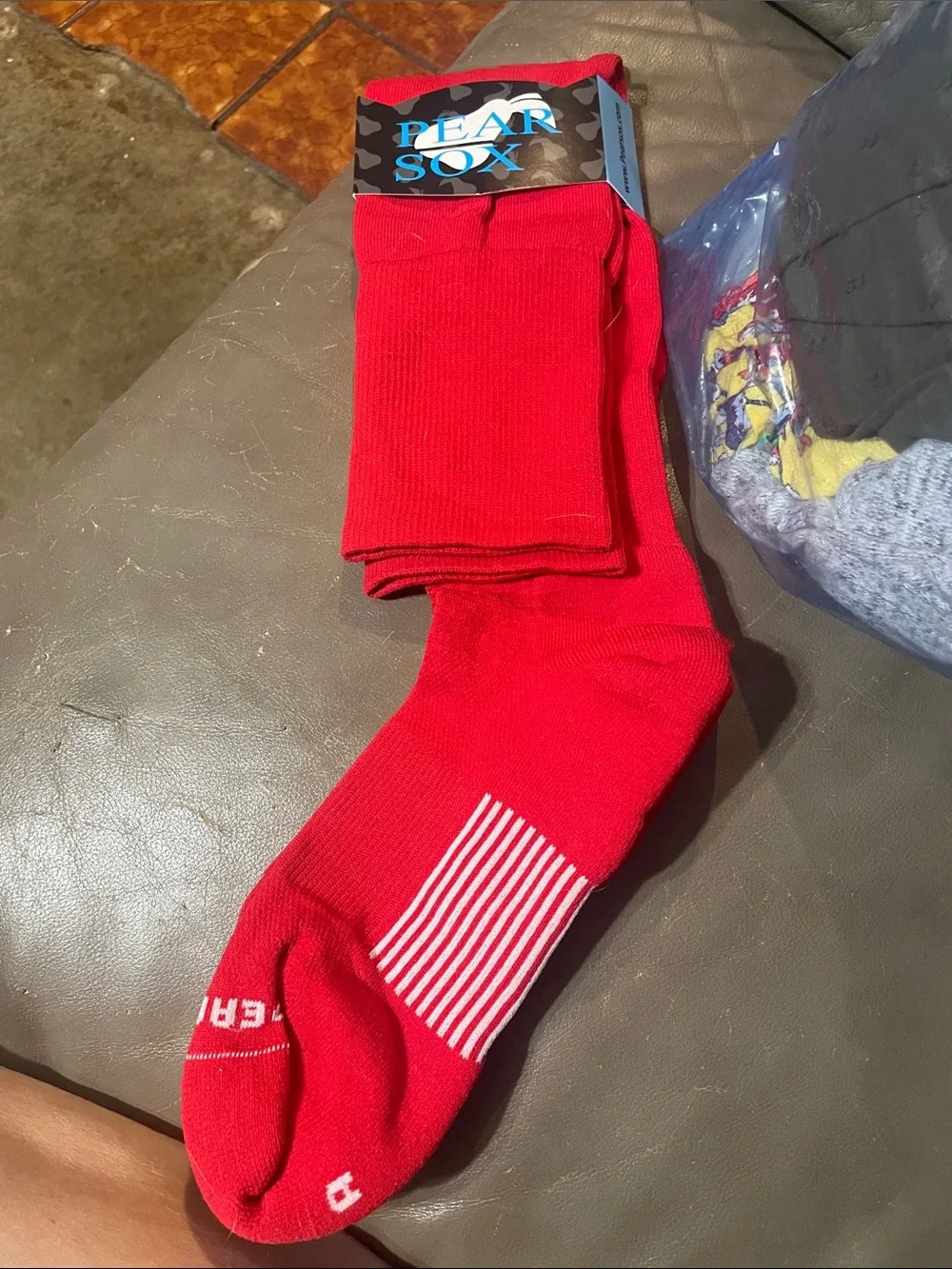 Men's Red Athletic Crew Socks